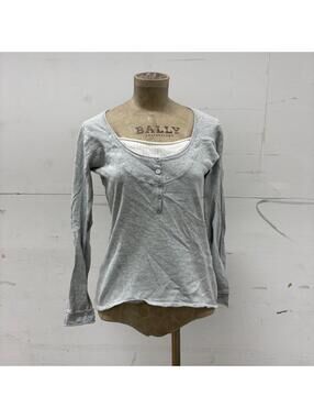 Vintage Cache Cache Gray Coquette Layered Henley Top